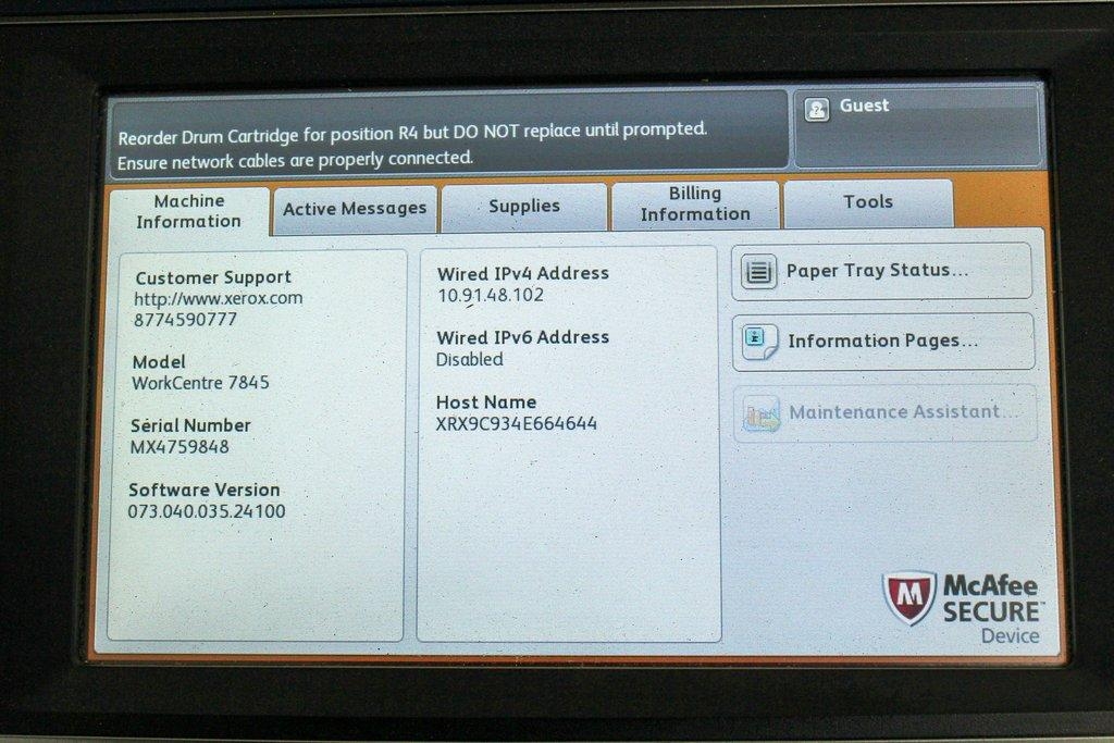 Xerox WorkCentre 7845 Office Equipment Copier Printer Scanner VG