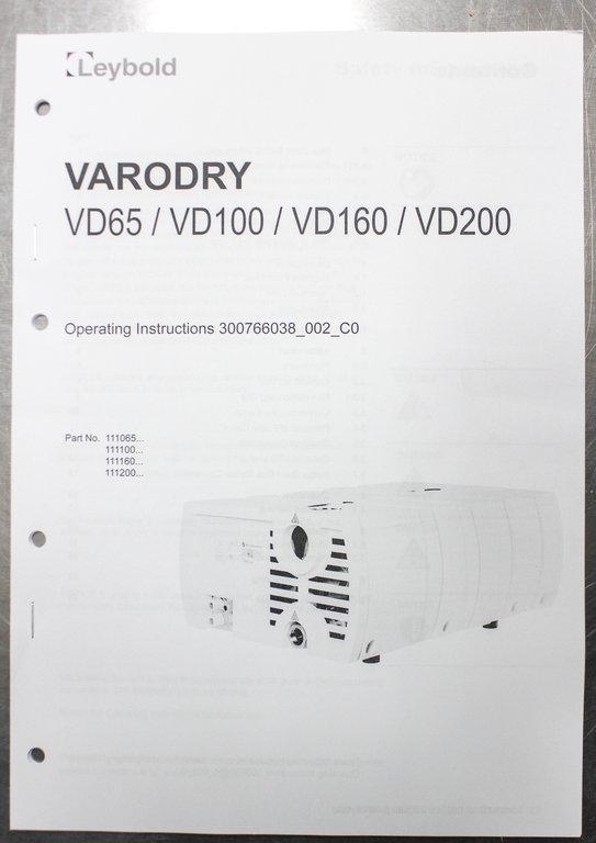 Leybold Varodry VD65 Vacuum Pump, Efficient, Dry, High Vapor Tolerance