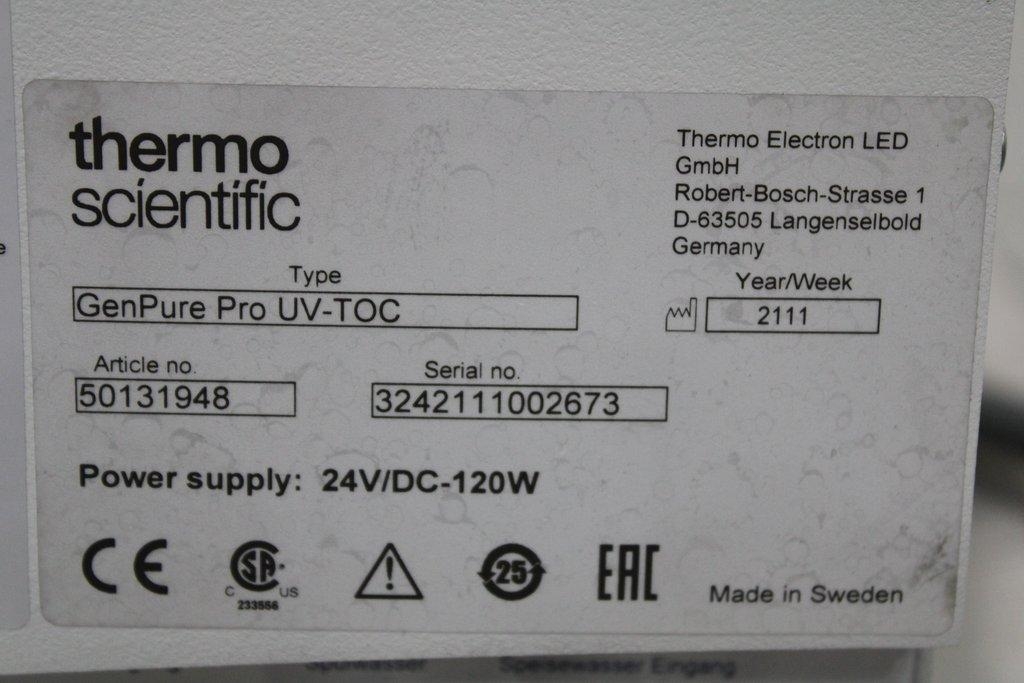 Thermo Barnstead GenPure Water Purification System UV-TOC 18.2 MΩ·cm