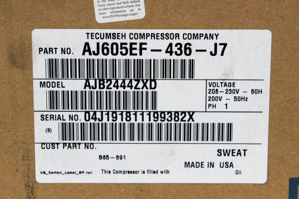 Tecumseh AJB2444ZXD Compressor Facility Air Compressor Turnkey