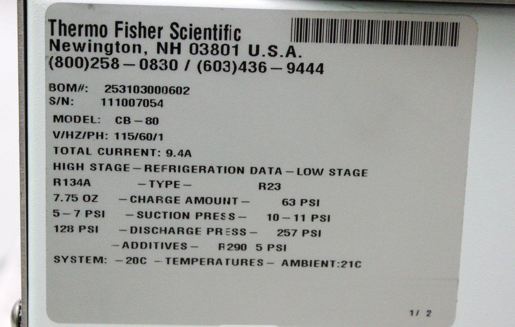 Thermo CB-80 Cryobath Low Temp Bath Chiller/Heater -80C Good Condition