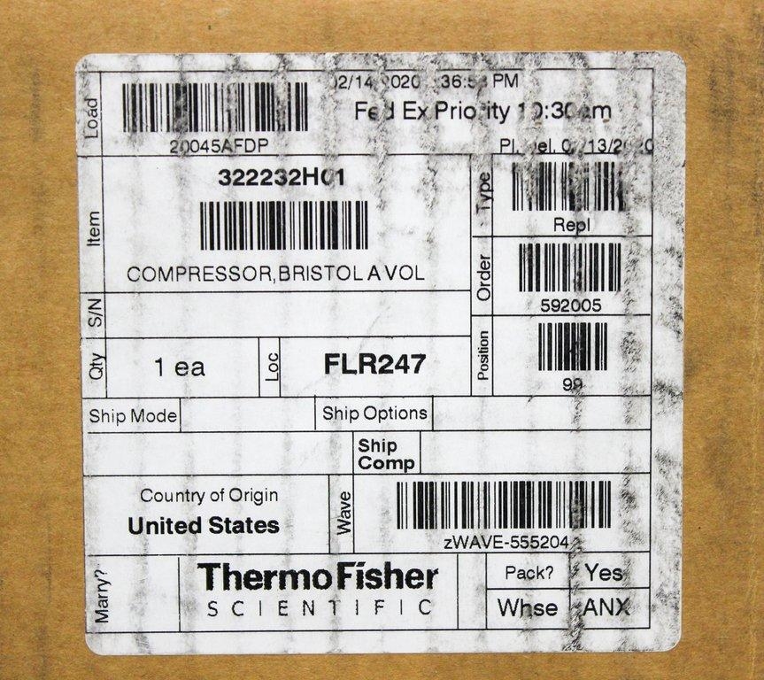 Thermo Compressor Bristol A Vol. 322232H01 -80 ULT Cold Storage System