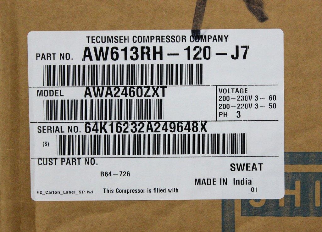 Tecumseh AWA2460ZXT Air Compressor Facility Operations Used Industrial Unit