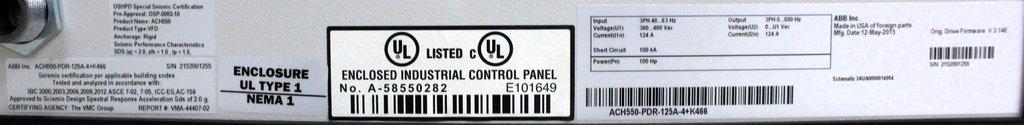 ABB ACH550-PDR-125A-4 HVAC Drive Good Condition Air Quality Improvement