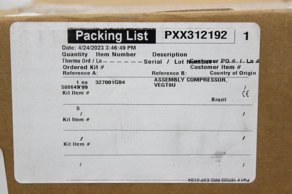 Thermo 327001G04 Assembly Compressor VEGT8U for Lab Equipment New