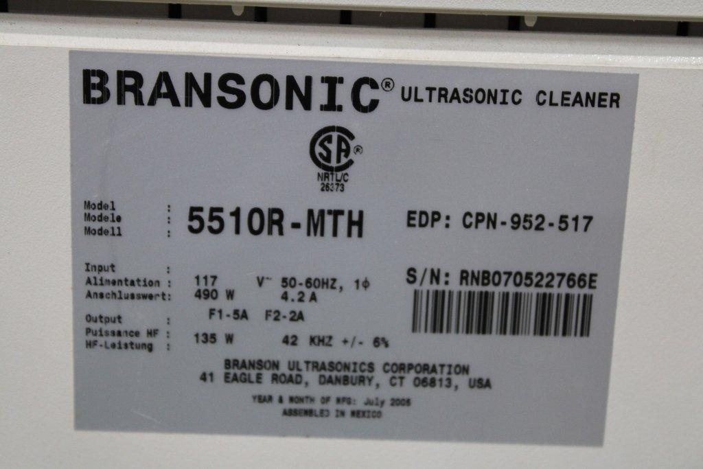 Branson 5510R-MTH Ultrasonic Cleaner Small Equipment 117V 2005 Model