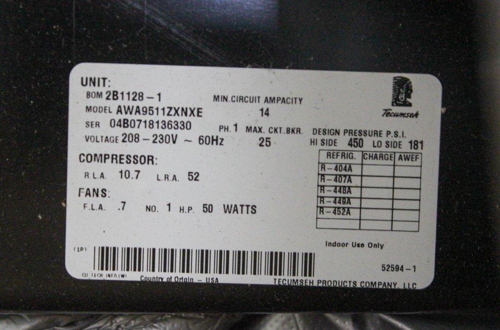 Tecumseh AWA9511ZXNXE Condensing Air-Cooled Unit Turn-Key Ready Plug-In