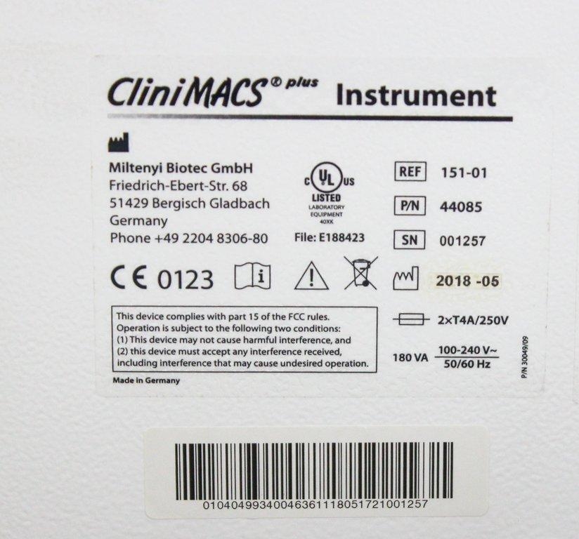 Miltenyi CliniMACS Instrument Cell Analyzer Powers On Good Condition 2018