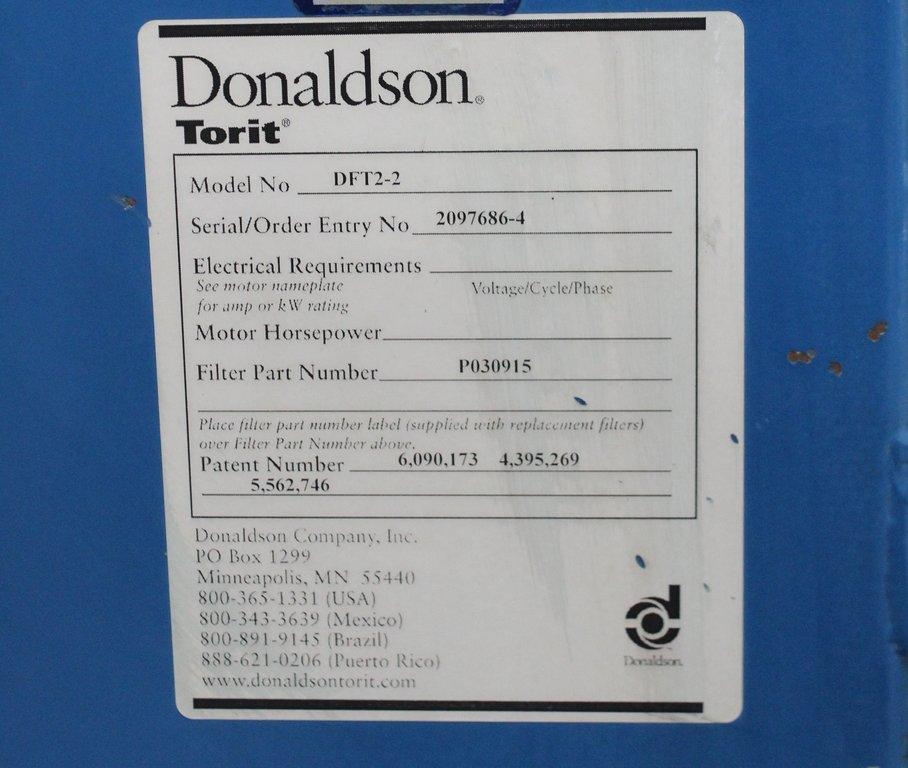 Donaldson Torit DFT2-2 Dust Collector Industrial Filtration with 508 sq ft Filter