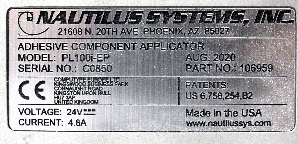 Nautilus PL100i-EP Automation Adhesive Applicator 100x100mm Capacity
