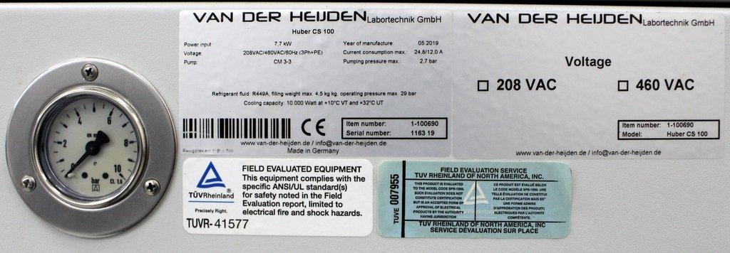 Van Der Heijden Huber CS 100 Chiller Heater Ambient 5-32C 37L Germany