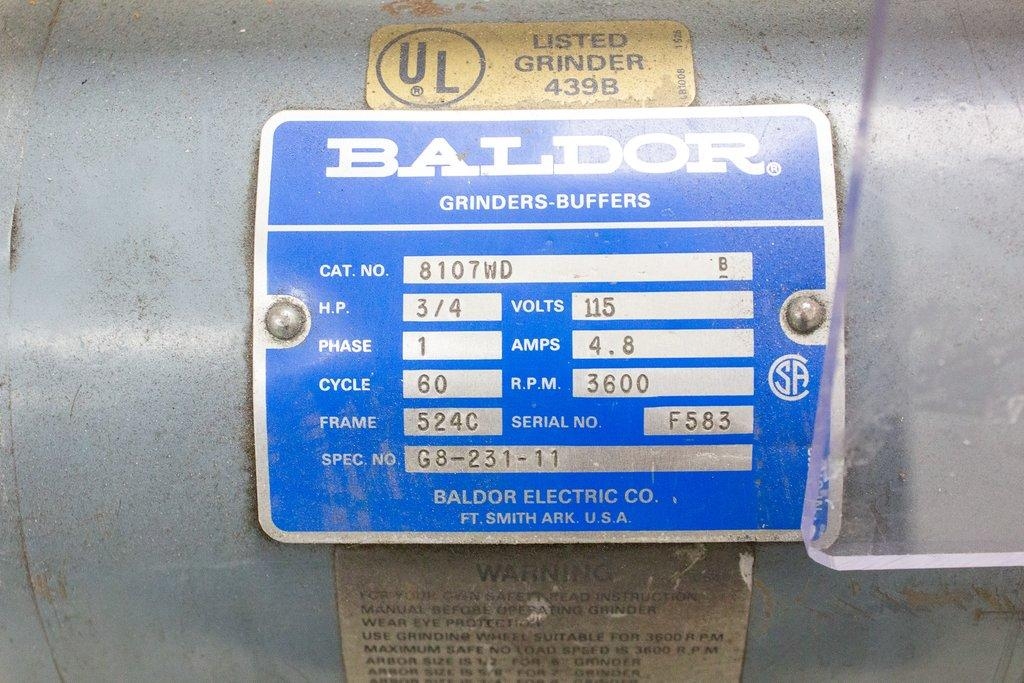 Baldor 8107WD 3/4HP Industrial Grinder 3600 RPM Heavy Grinding