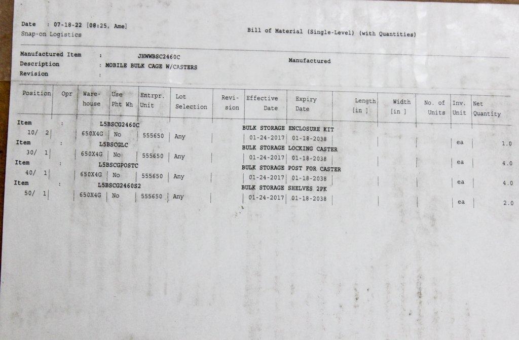 Olympic Mobile Bulk Cage Storage Cart with Casters  L5BSCG New