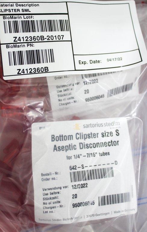 Sartorius Stedim Clipster size S 642-S-D Packaging Set of 9 Box Pack of 20