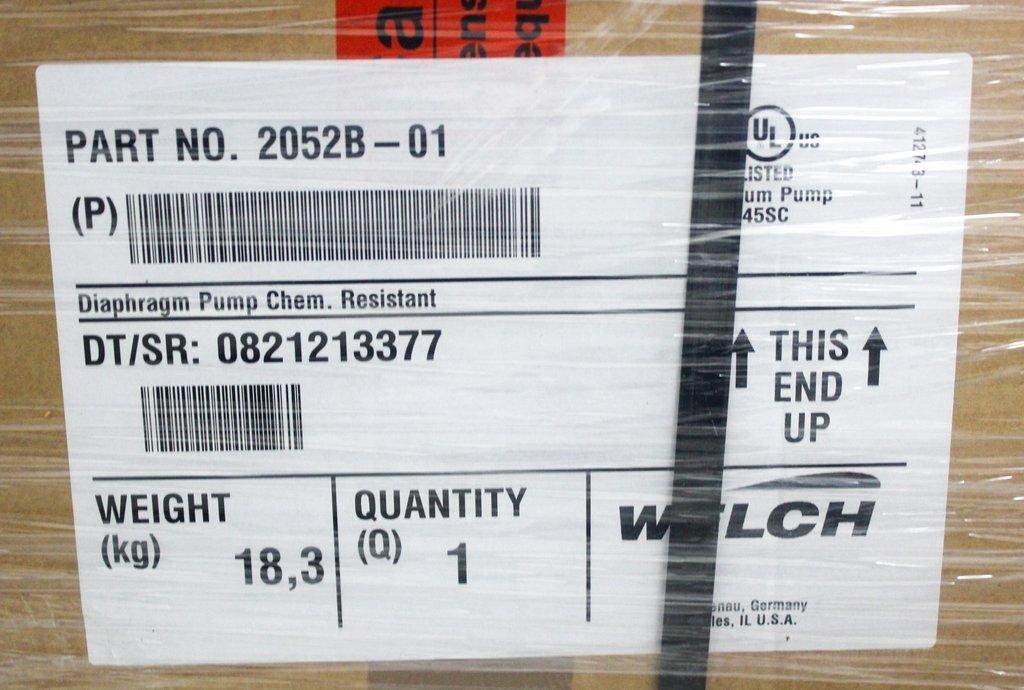Welch 2052B-01 Diaphragm Pump Chem Resistant N Unused