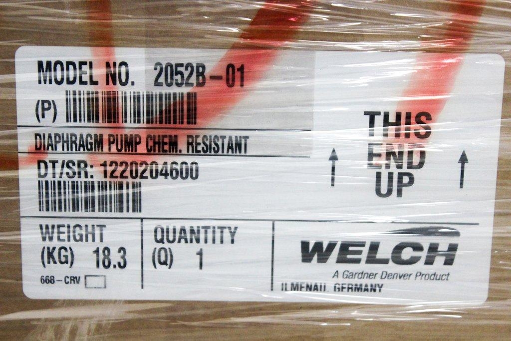 Welch 2052B-01 Diaphragm Pump Chemical Resistant Lab Equipment New