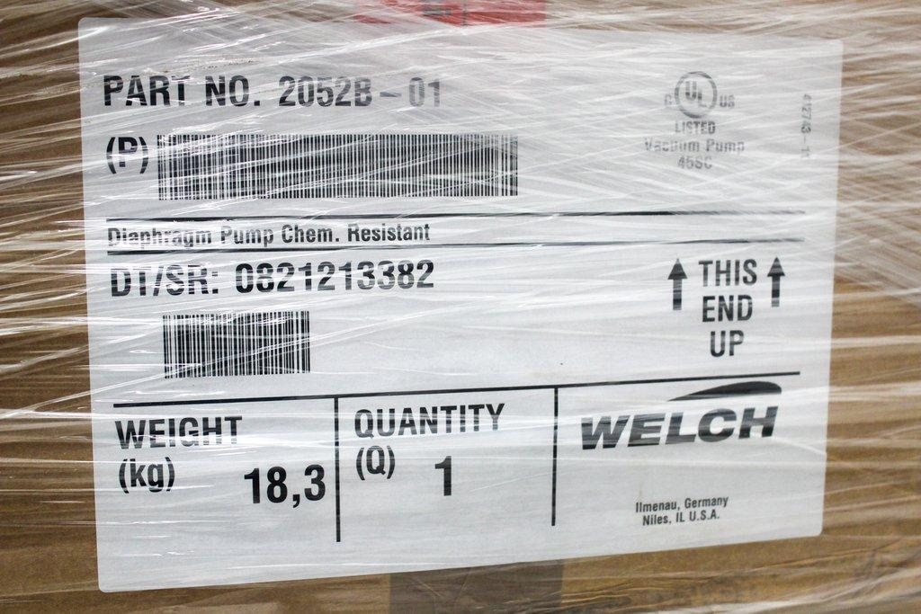 Welch 2052B-01 Diaphragm Pump Chemical-Resistant Lab Equipment
