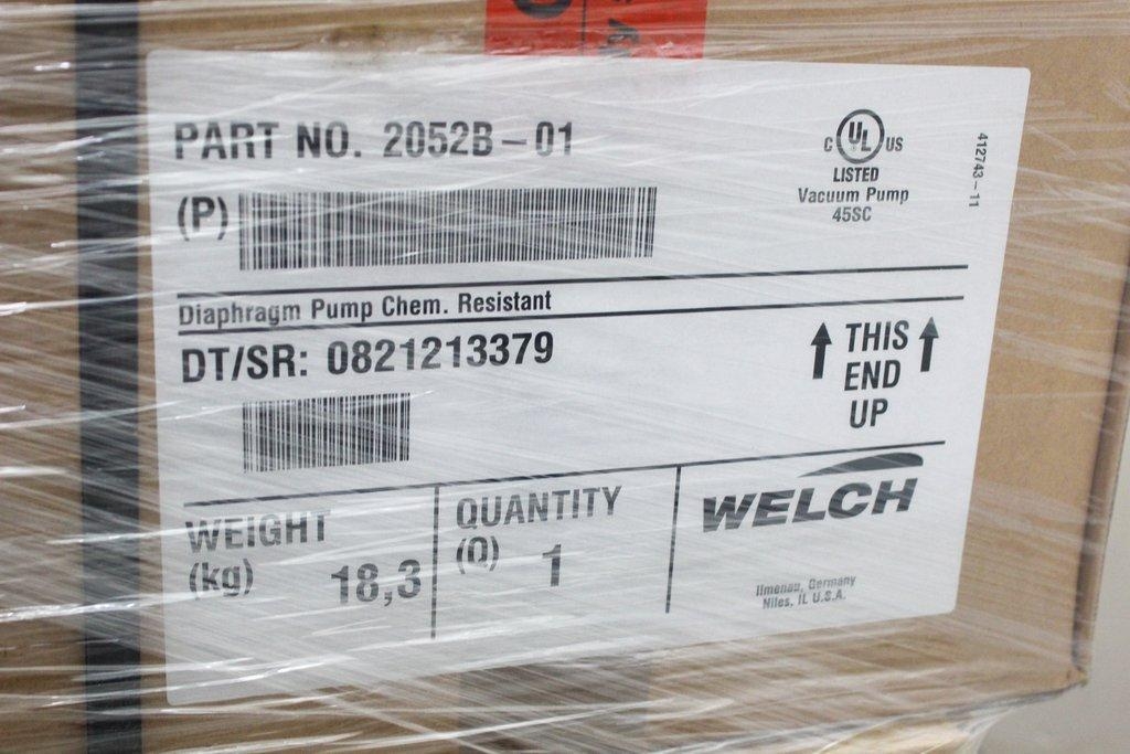 Welch 2052B-01 Diaphragm Chemical Pump Chem. Resistant 55 lb 20x14x11 in