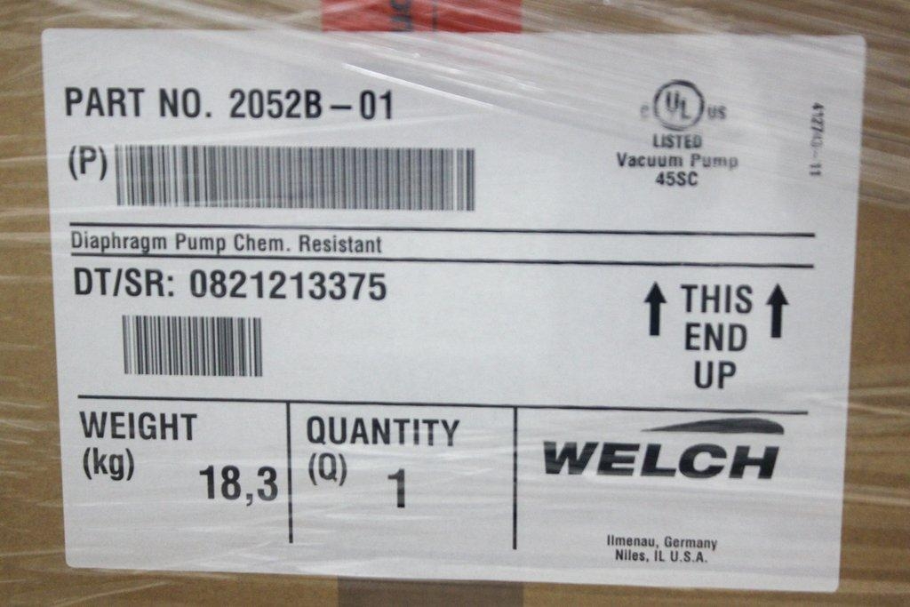 Welch 2052B-01 Diaphragm Pump Chemical Resistant for Lab and Pharma Use