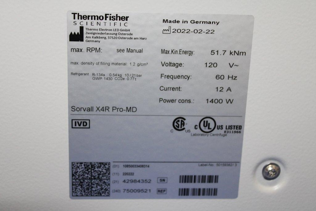 Thermo Sorvall X4R Pro-MD Centrifuge Floor Centrifuge Used Rotor Missing