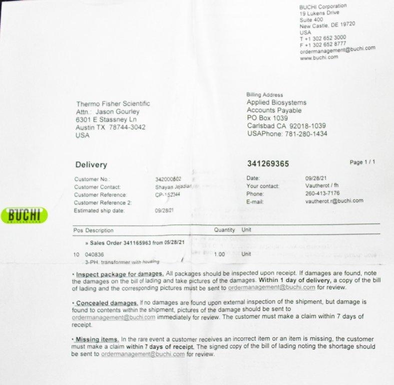 BUCHI 040836 Transformer Accessory Transformer Enclosed Housing Unused