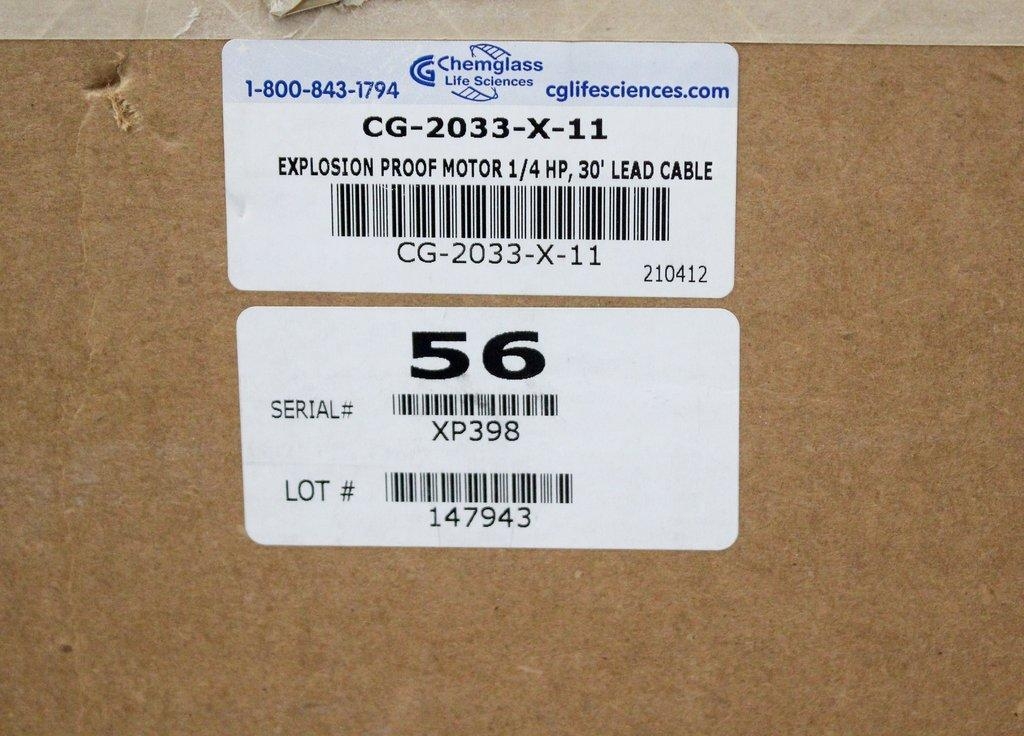 Chemglass CG-2033-X-11 Explosion Proof Motor 1/4 HP with 30-inch Lead Cable