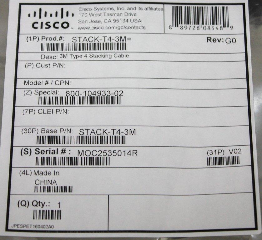 Cisco Stack-T4-3M Stacking Cable Computer Accessory Networking Tool