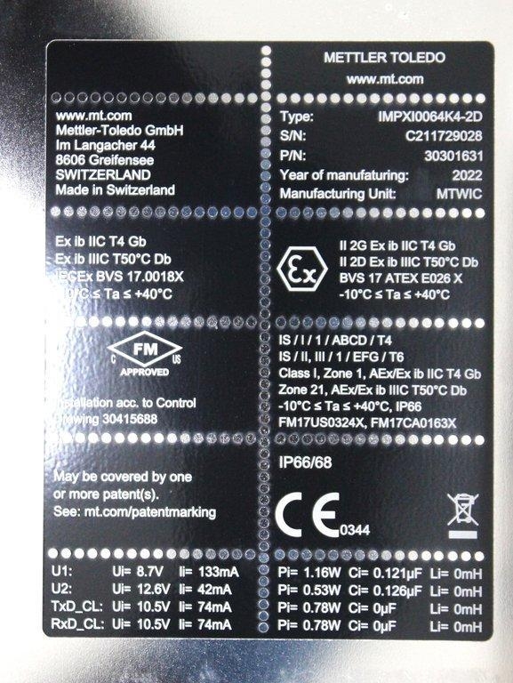 Mettler-Toledo IMPXI0064K4-2D Industrial Process Scale Precision Good Condition