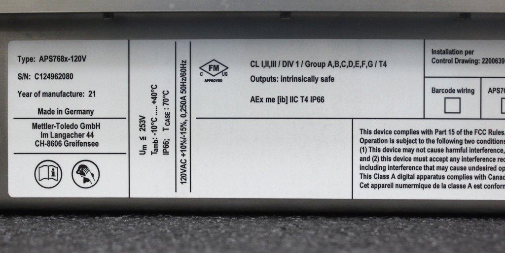 Mettler-Toledo APS768x-120V Power Supply Testing Equipment Power Supply