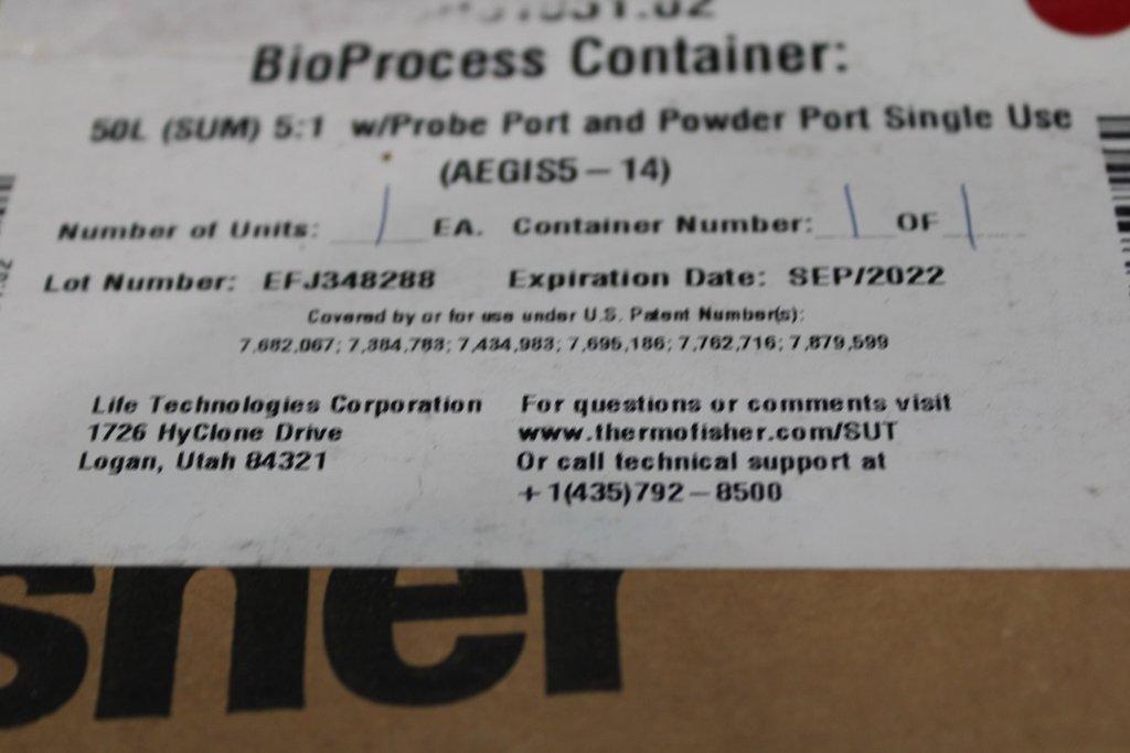Thermo 50L SUM Bioprocess Container - Single Use w/ Probe & Powder Ports