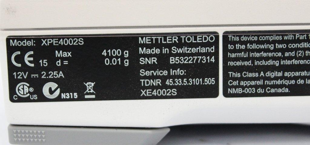 Mettler XPE4002S Precision Balance Lab Equipment High Accuracy 120V 50-60Hz