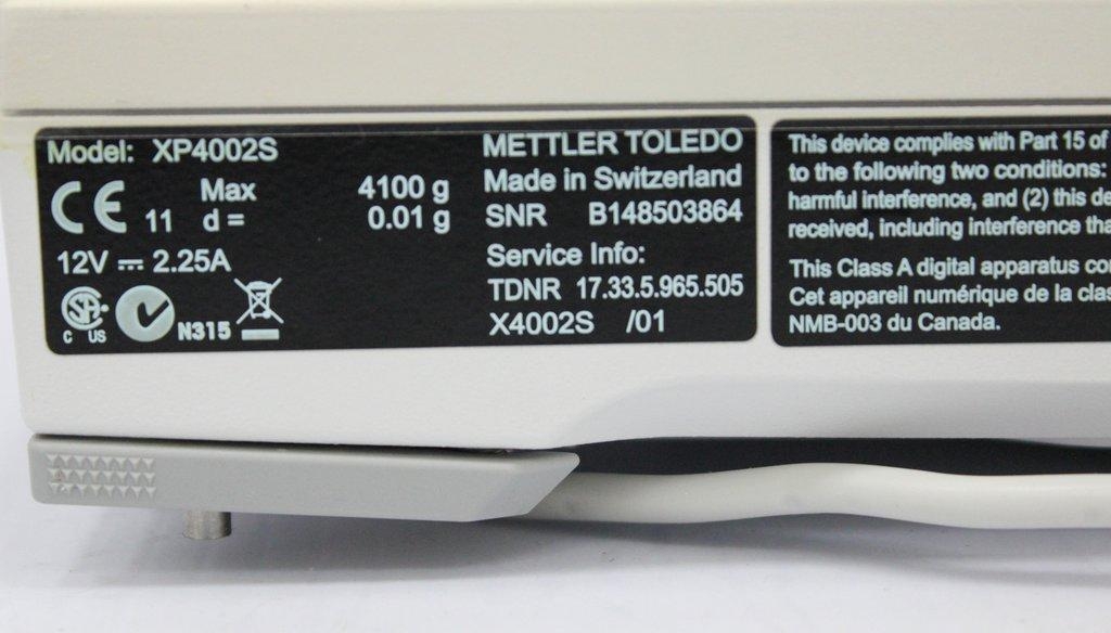 Mettler-Toledo XP4002S Precision Balance with 0.01g Accuracy and 120V Operation