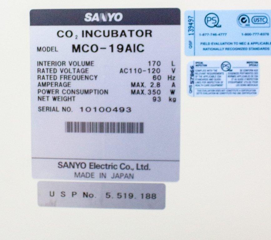 Sanyo MCO-19AIC CO2 Incubator 170L Direct Heat Antibacterial Interior