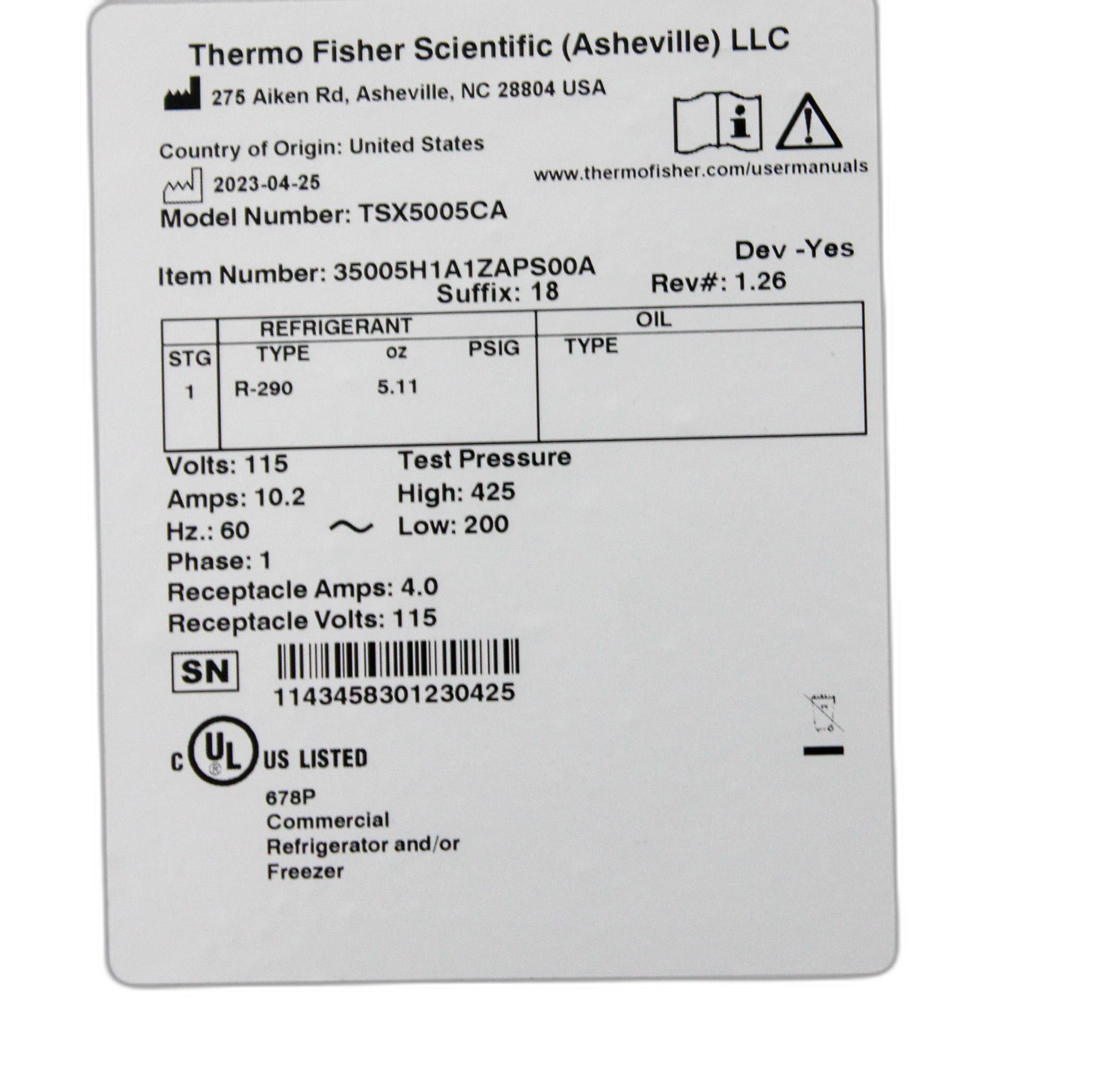 Thermo TSX5005CA Refrigerator 4.7C Preowned