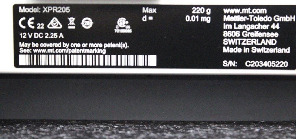 Mettler-Toledo XPR205 Analytical Balance Precision Lab Scale 220g Capacity