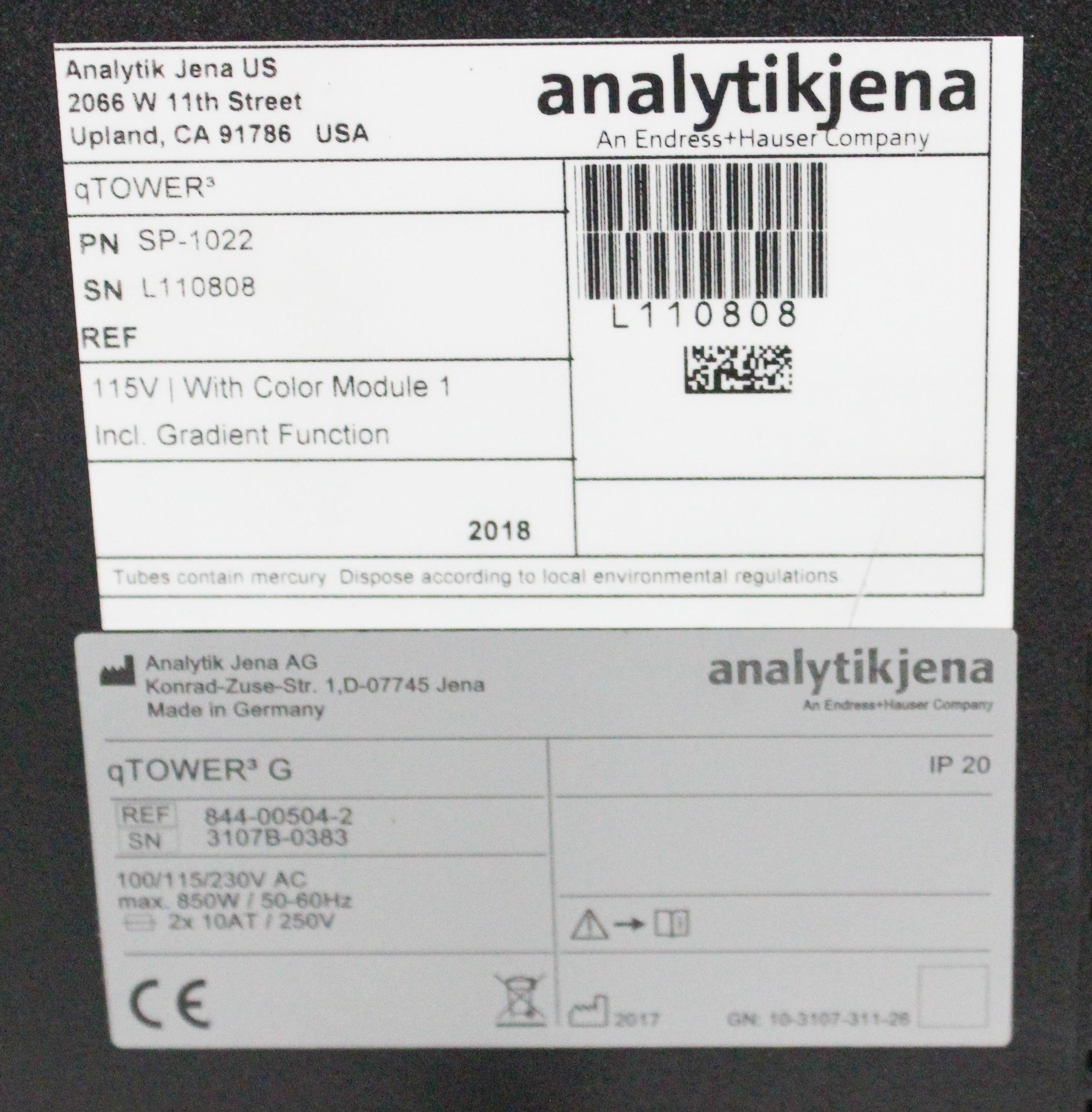 Analytik Jena qTOWER3G Real Time PCR Thermal Cycler 96-Well 12 Filter
