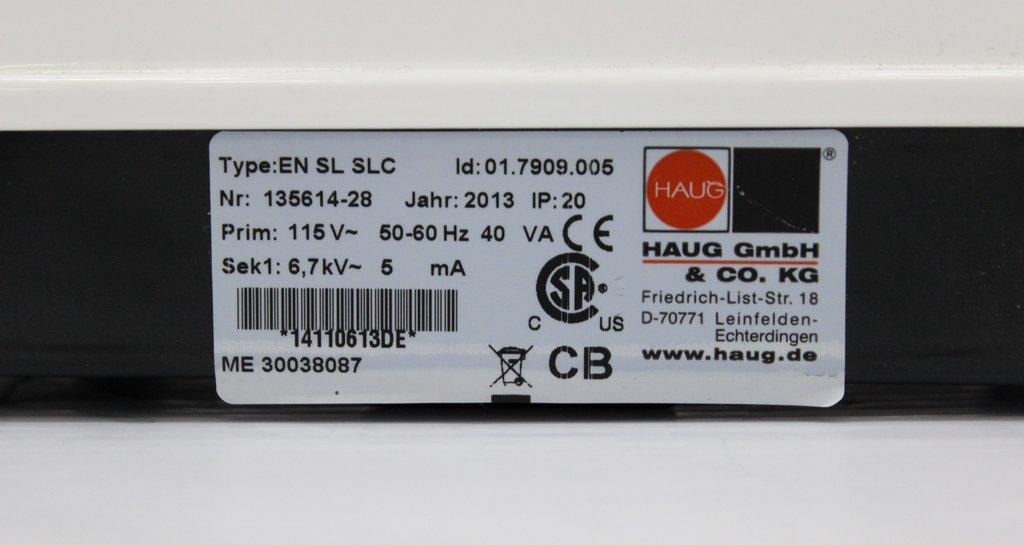 HAUG EN SL SLC Static Eliminator Analytical Accessory 120V 50/60Hz Power Cord