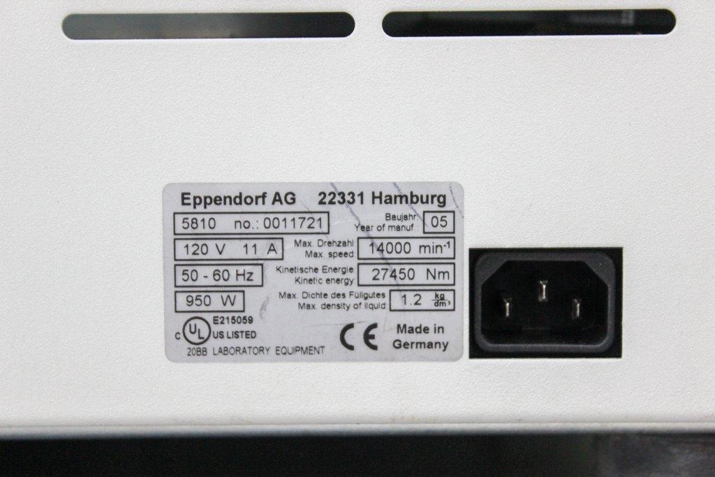 Eppendorf 5810 Centrifuge A-4-62 Rotor 6000RPM Floor Model VG Condition