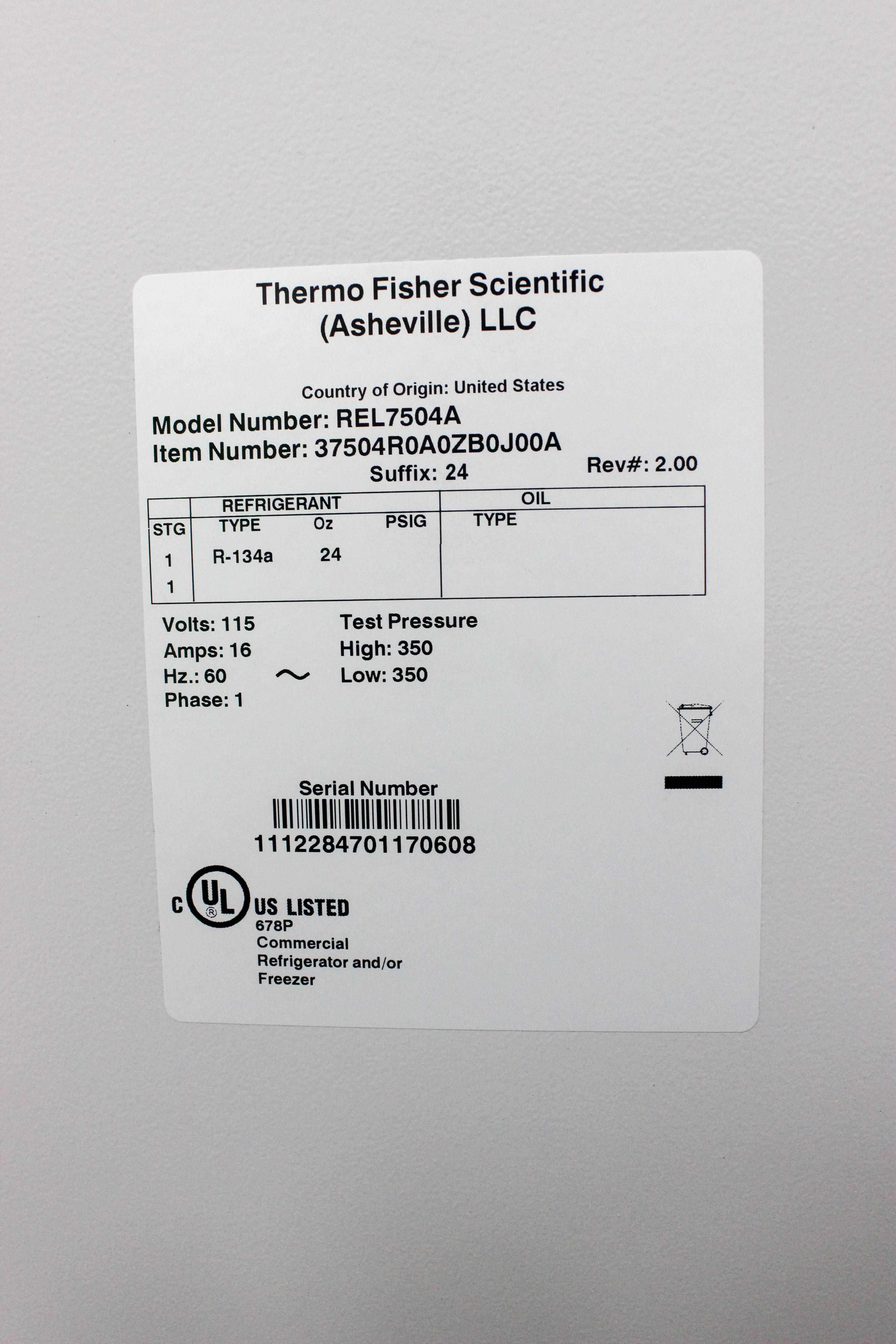 Thermo Scientific REL7504A Lab Refrigerator 120V 78.8 CUFT Solid Door