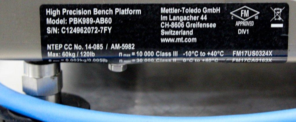 Mettler-Toledo PBK989-AB60 Precision Bench Platform Scale VG 120V USA