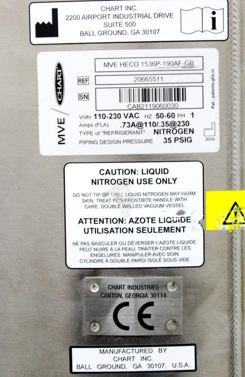 ヨシローページ MVE HECO 1536P-190AF-GB Cryofreezer, Series 1500-190 Alarm Display