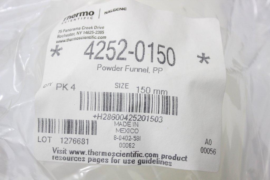 Thermo Nalgene 150mm Powder Funnel PP TK System Turnkey Consumable Set