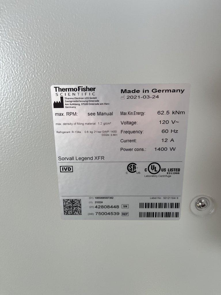 Thermo Sorvall Legend XFR Floor Centrifuge 75004539 - Near New Condition