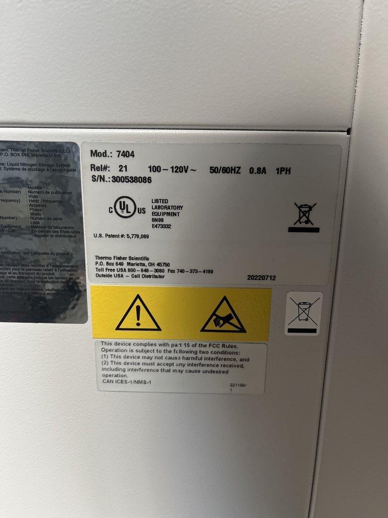 Thermo 7404 CryoPlus Liquid Nitrogen System Cold Storage Cryofreezer Storage