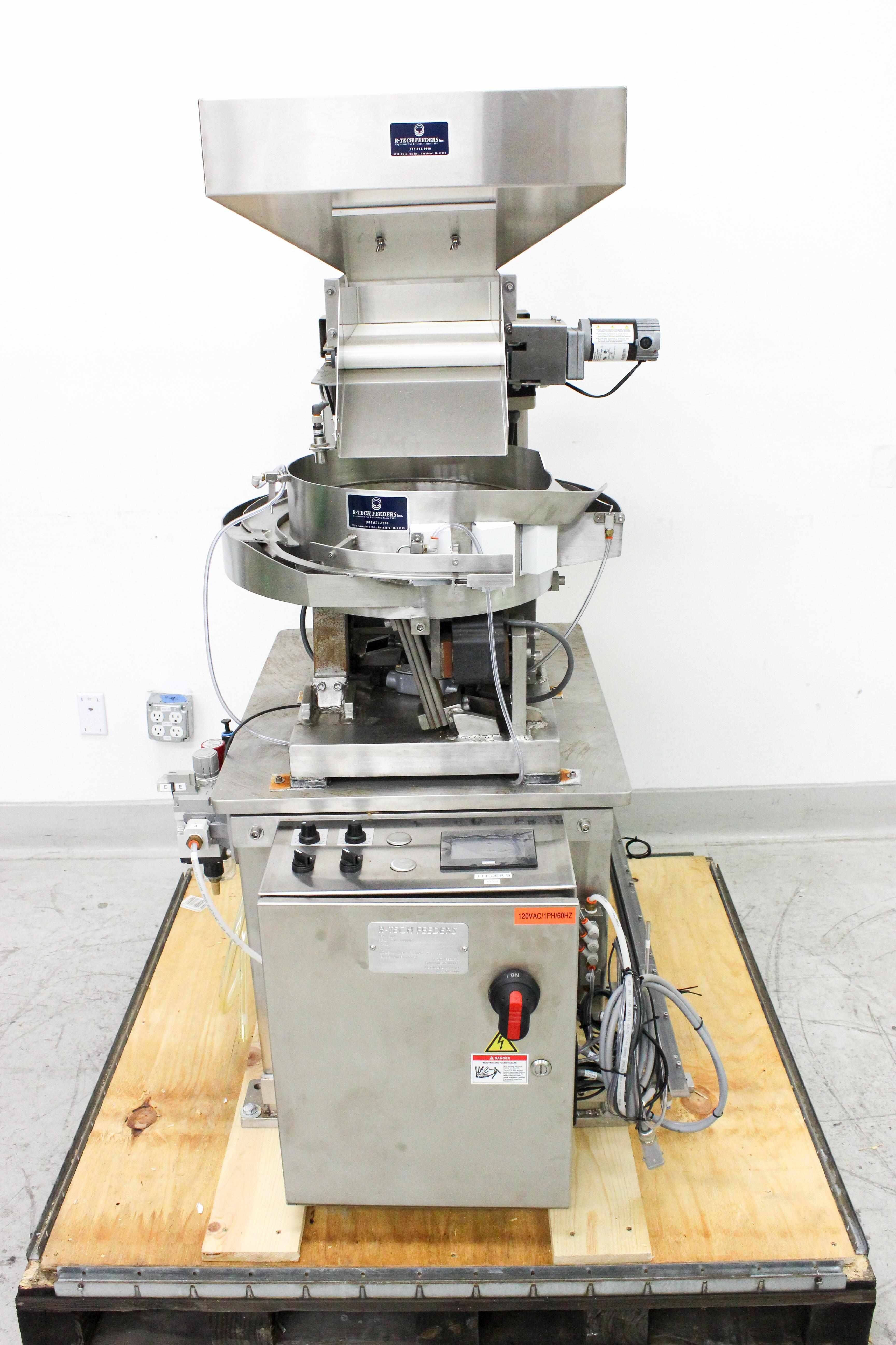 R-Tech Vibratory Bowl Feeder 15-110AC-FC-B-H-CS Automates Sorting In Use
