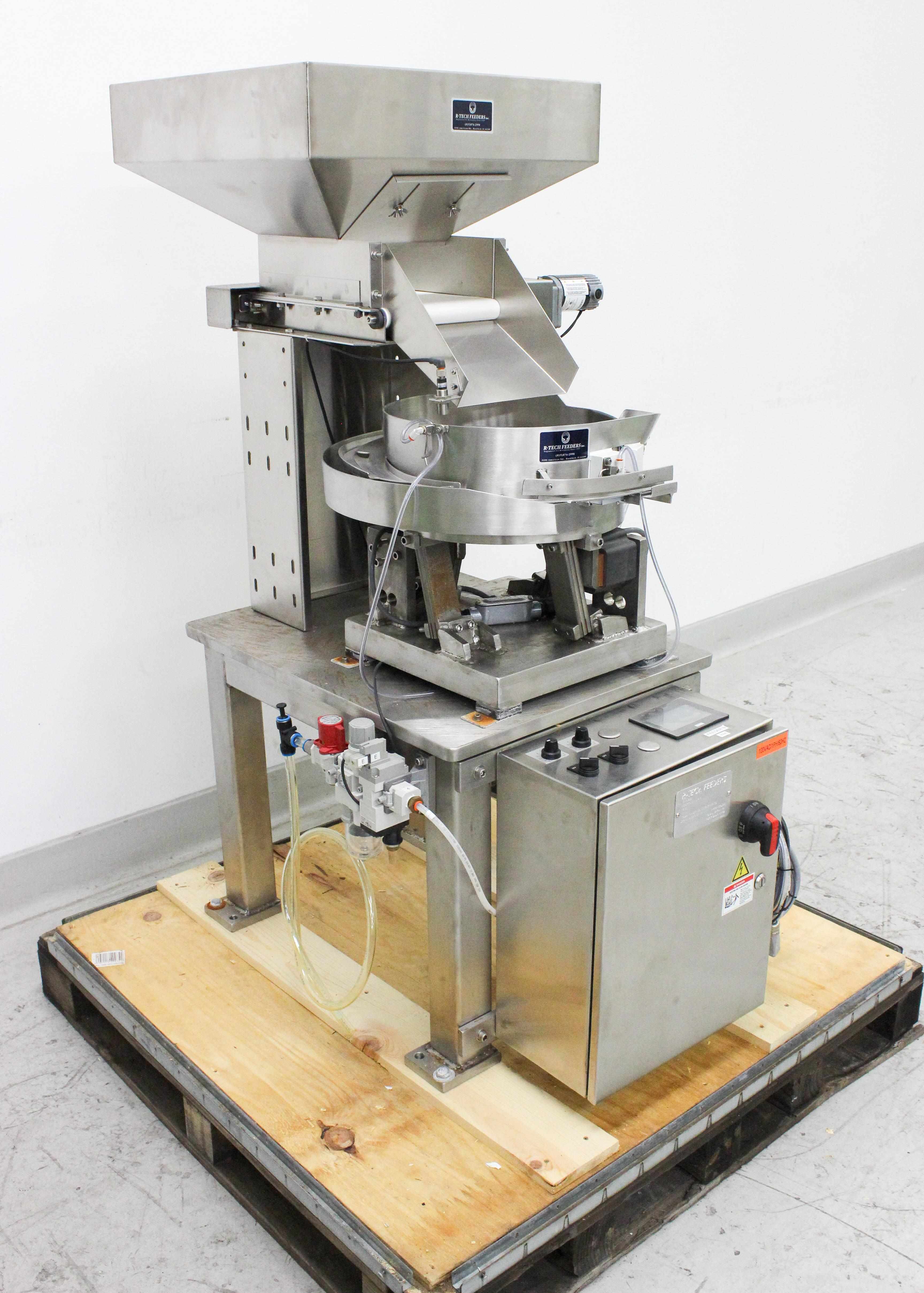 R-Tech Vibratory Bowl Feeder 15-110AC-FC-B-H-CS Automates Sorting In Use