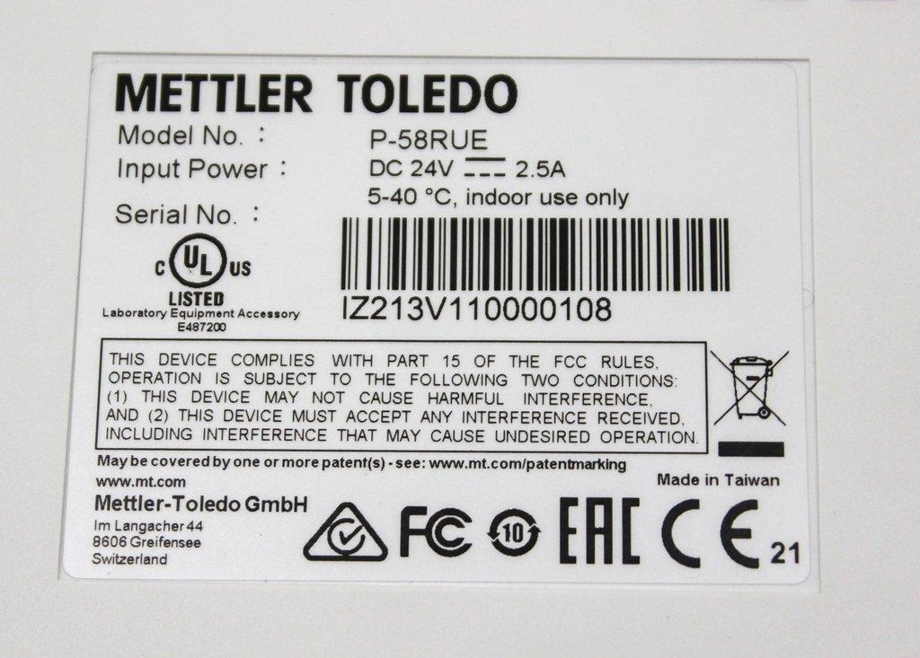Mettler-Toledo P-58RUE Printer Analytical Accessory 120V Functions Tested
