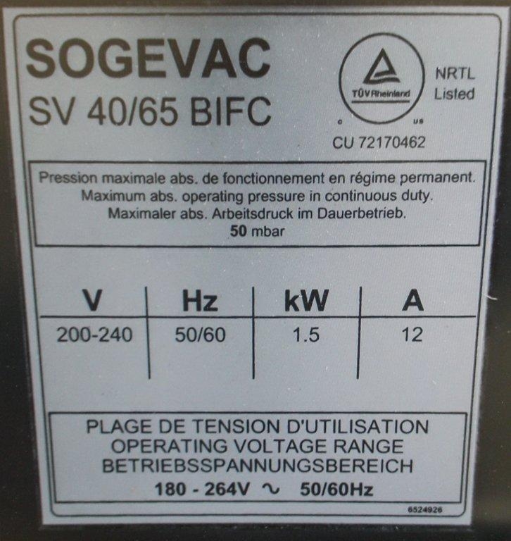 Leybold SV40/65 Vacuum Pump Scientific 200-240V Tested Powers On Basic Functions