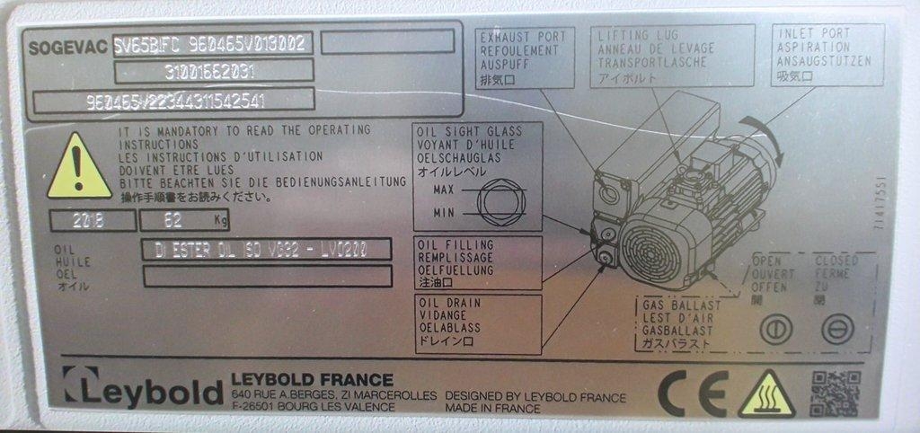 Leybold SV40/65 Vacuum Pump Scientific 200-240V Tested Powers On Basic Functions