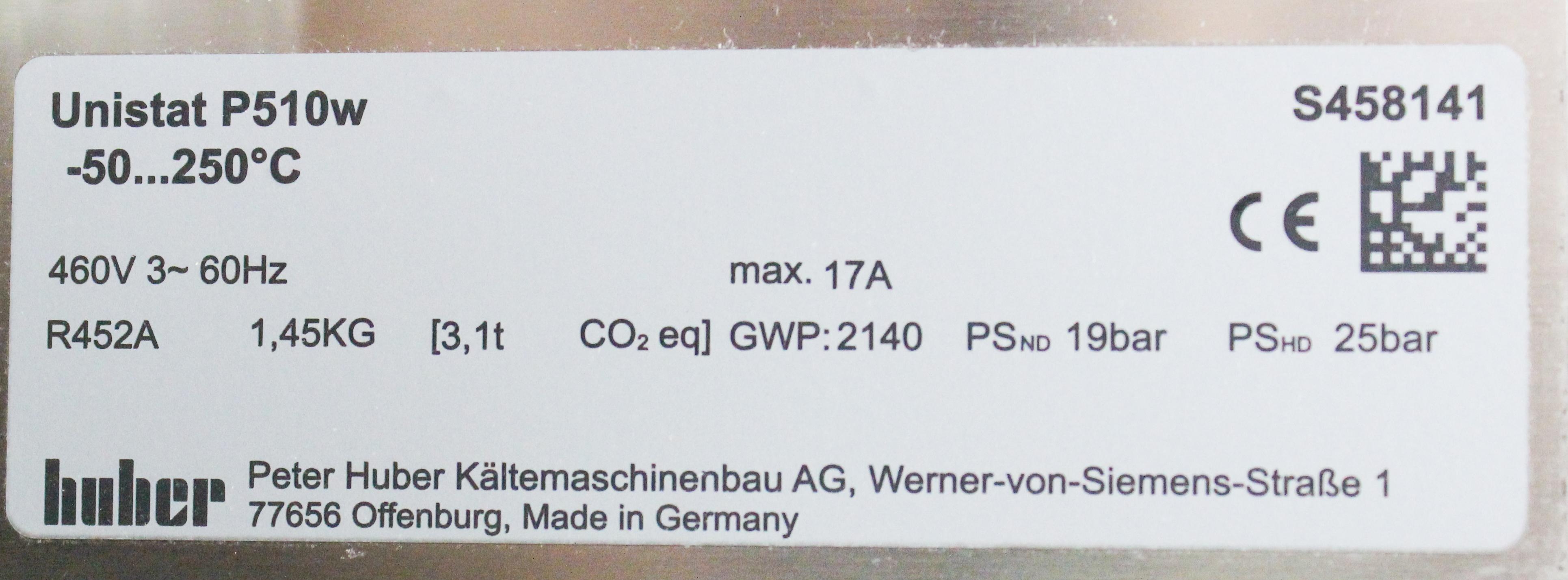 Huber Unistat P510w Chiller Heater Dynamic Temp Control -50 to 250C 9kW